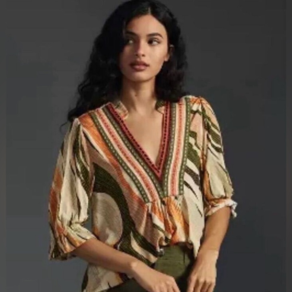 Bl^nk London Anthropologie Stephanie V-neck Top